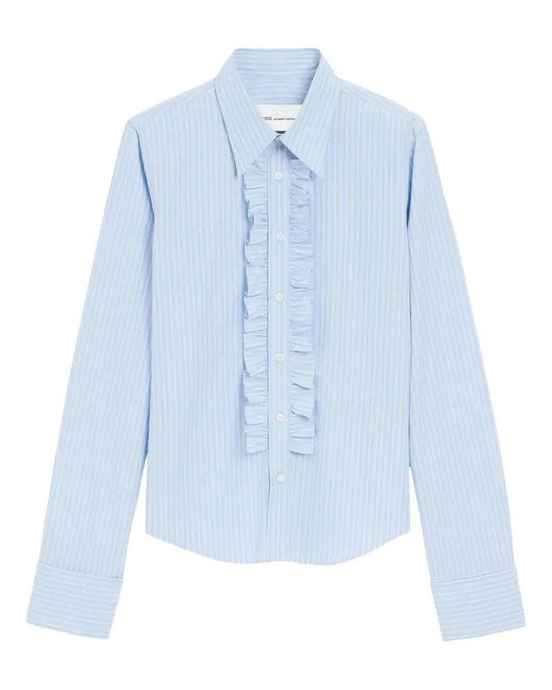 AMI Paris Gestreiftes Hemd mit Rüschen - Blau Blau