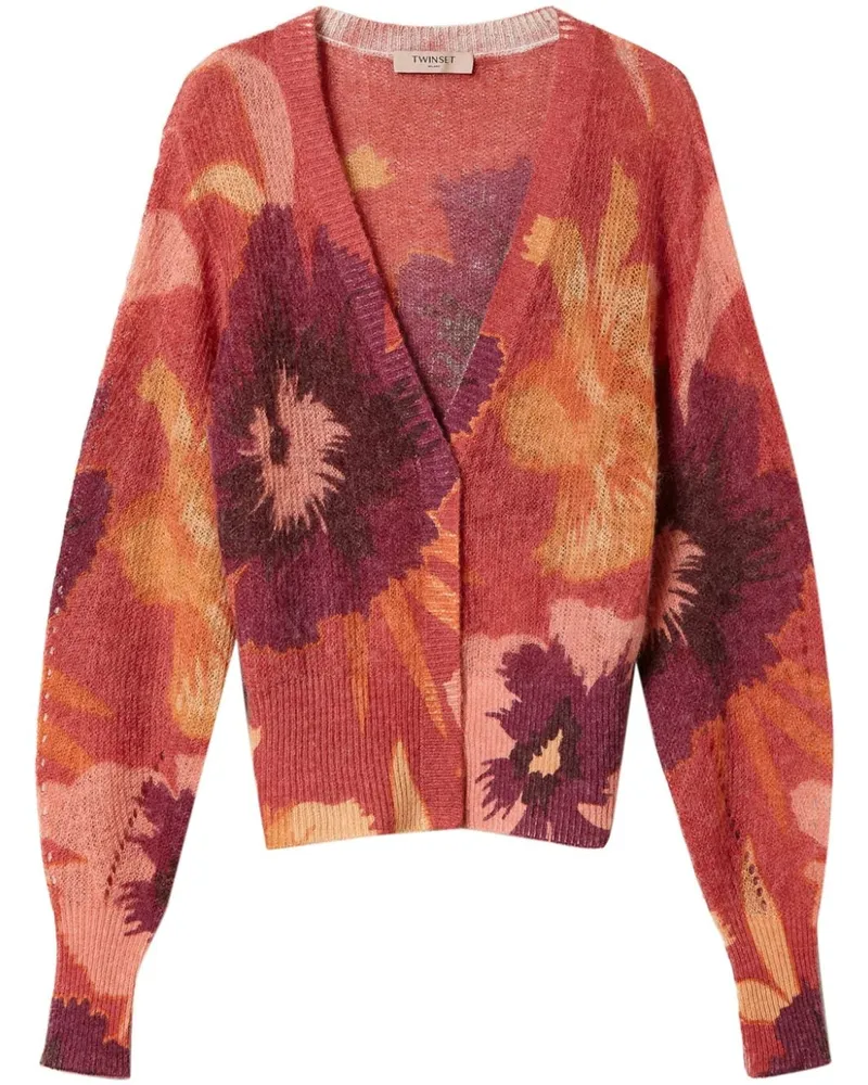 Twin-Set Cardigan mit Blumen-Print - Rot Rot