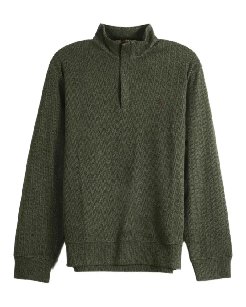 Ralph Lauren Pullover mit Fischgrätenmuster und kurzem Knopfverschluss - Grün Grün