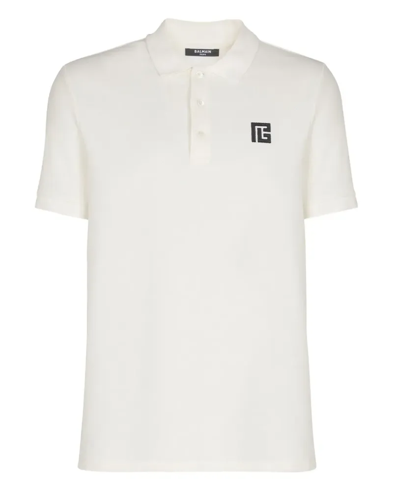 Balmain PB Poloshirt mit Logo-Stickerei - Weiß Weiß