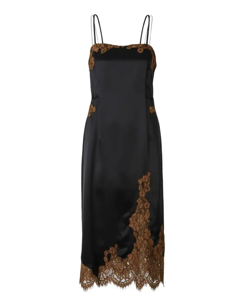 Dorothee Schumacher Shiny Statement Midikleid mit Spaghettiträgern - Schwarz Schwarz
