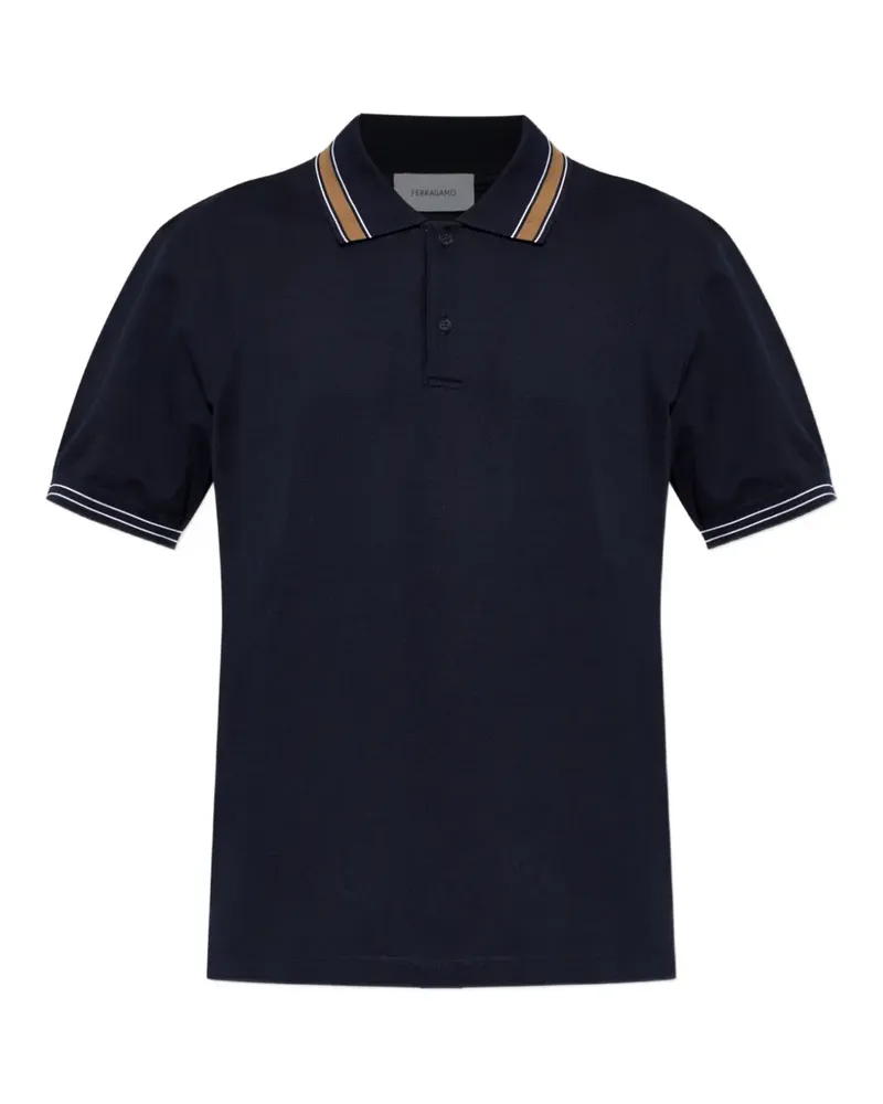 Ferragamo Poloshirt mit Kontrastdetails - Blau Blau