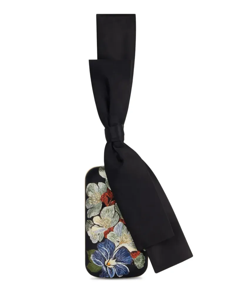 Givenchy Evening Clutch aus Satin mit Blumenstickerei - Schwarz Schwarz