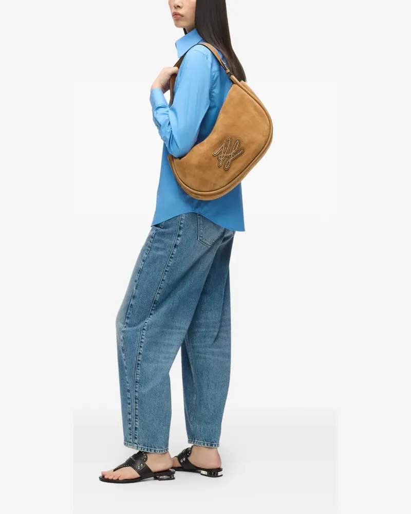 Karl Lagerfeld K/Autograph patch moon shoulder bag - Nude Nude