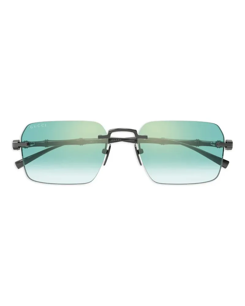 Gucci Bamboo rectangle-frame sunglasses - Schwarz Schwarz