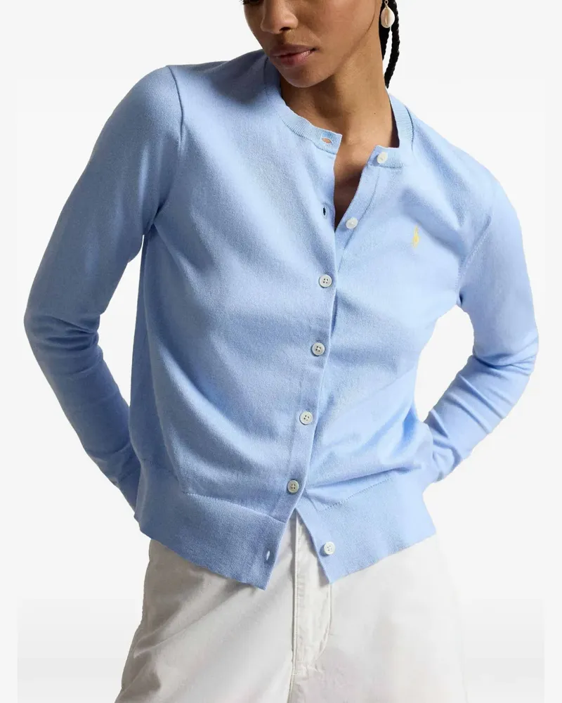 Ralph Lauren Pima logo-embroidered cotton cardigan - Blau Blau