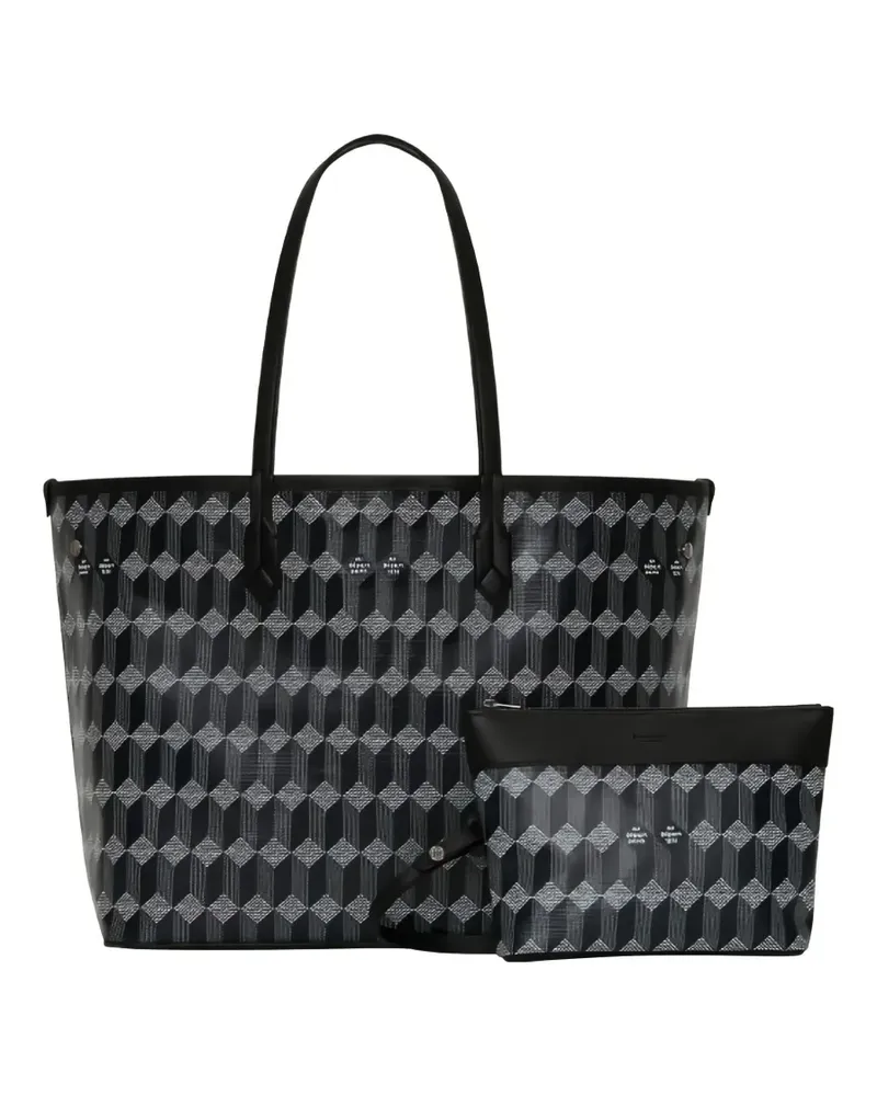 AU DÉPART Shopper mit geometrischem Print - Schwarz Schwarz