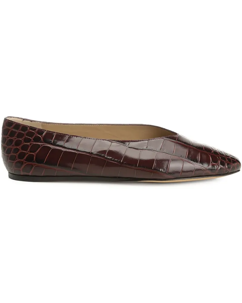 Le Monde Béryl Spitze Regency Slipper mit Kroko-Effekt - Braun Braun