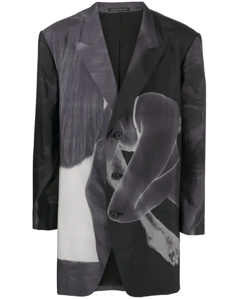 Yohji Yamamoto Sakko mit grafischem Print - Grau Grau