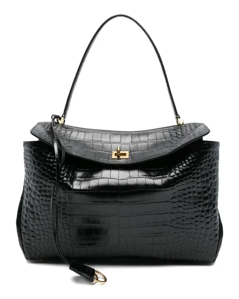 Balenciaga medium Rodeo crocodile-effect tote bag - Schwarz Schwarz