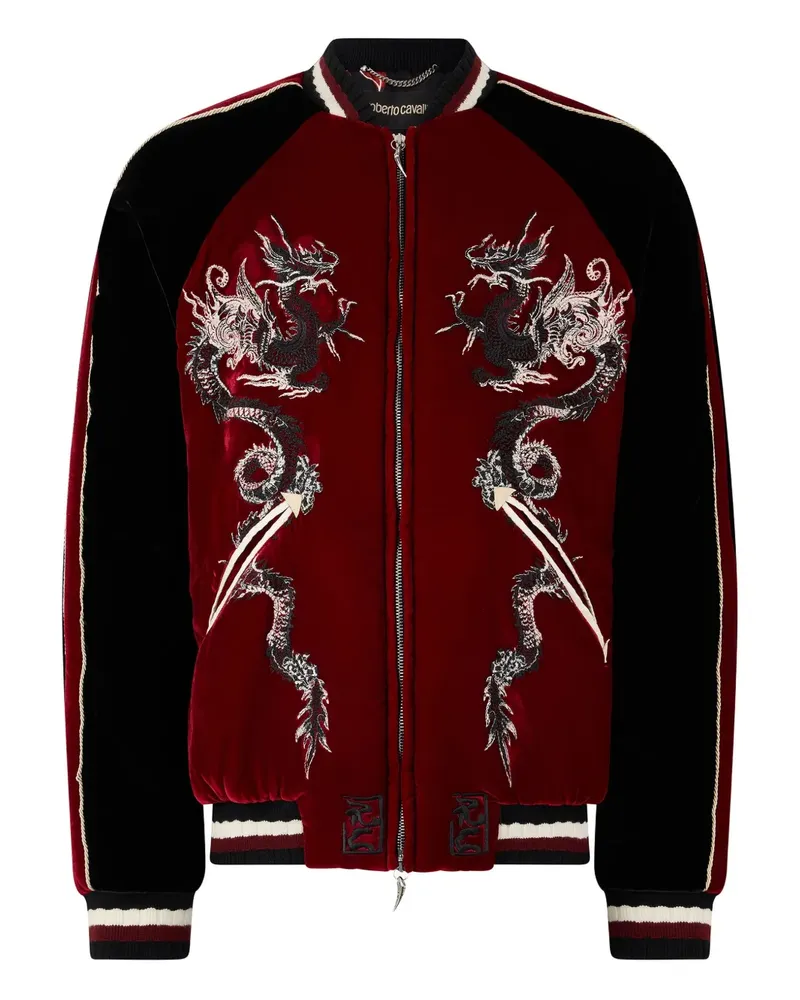 Roberto Cavalli Bomberjacke mit Drachenstickerei - Rot Rot