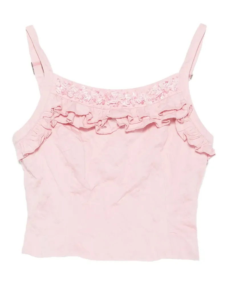SHUSHU/TONG Gerüschtes Oberteil mit Spitzenbesatz - Rosa Rosa