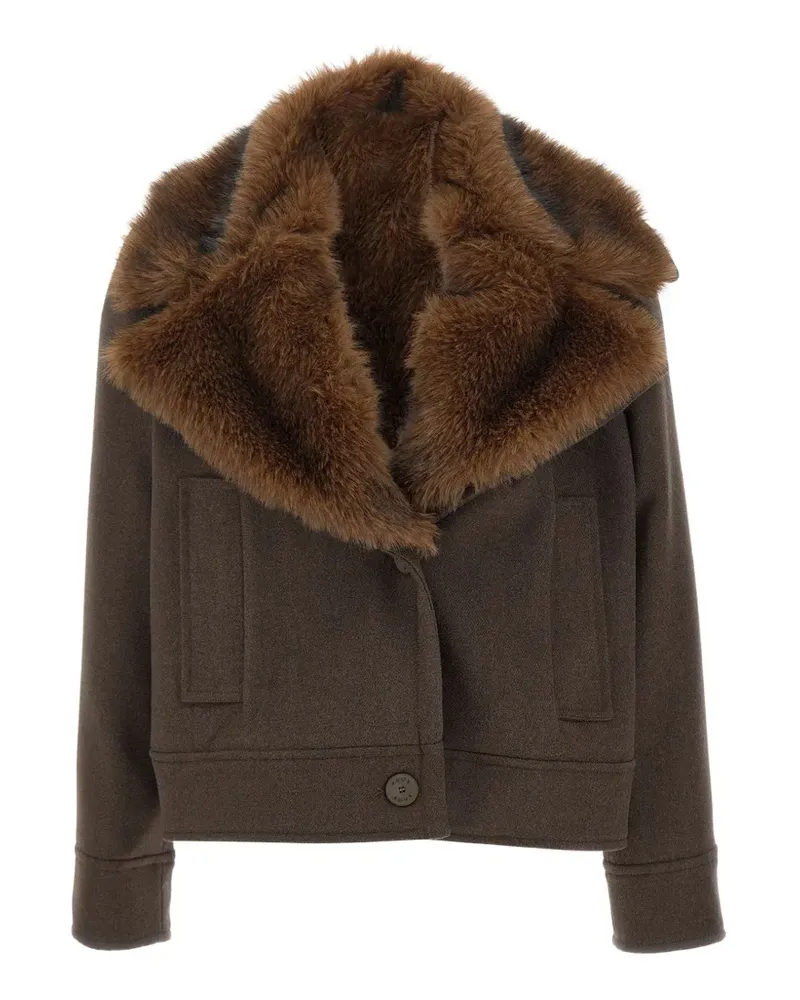 Kaos Cropped-Jacke mit Faux Fur - Braun Braun