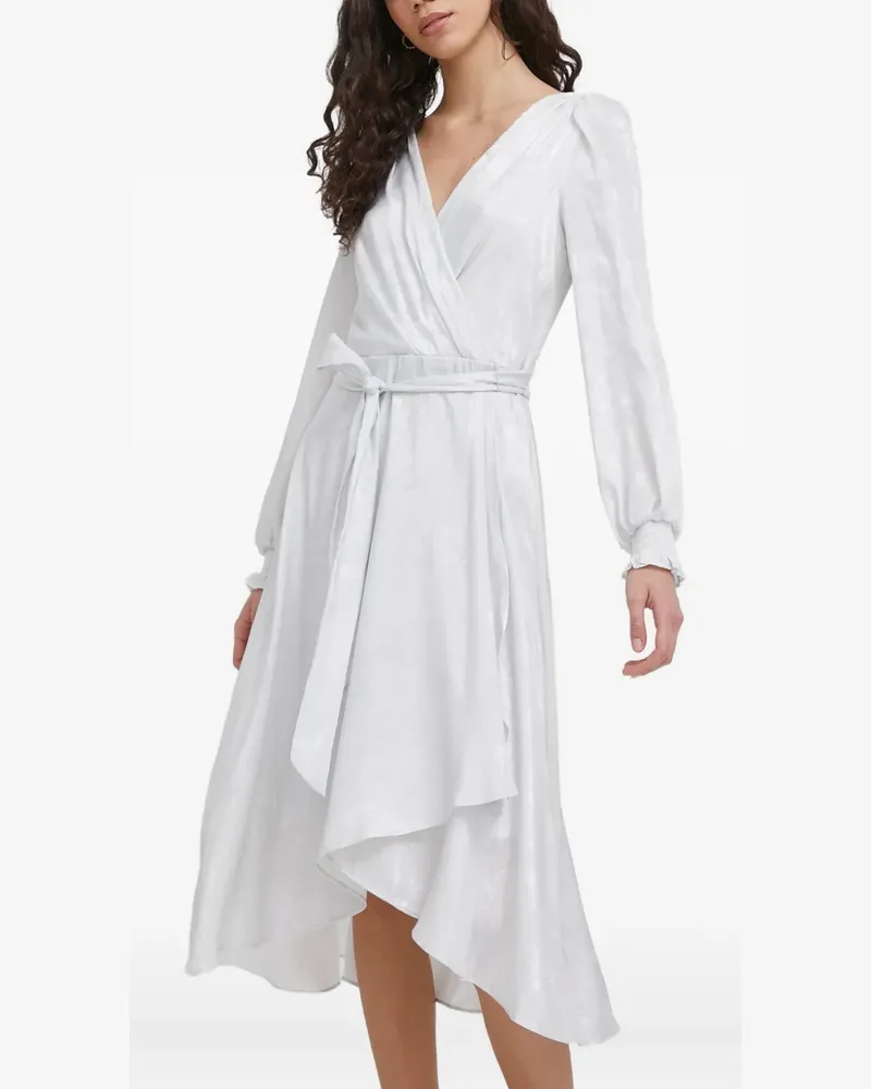 DKNY Langärmeliges Midikleid mit Bindegürtel - Weiß Weiß