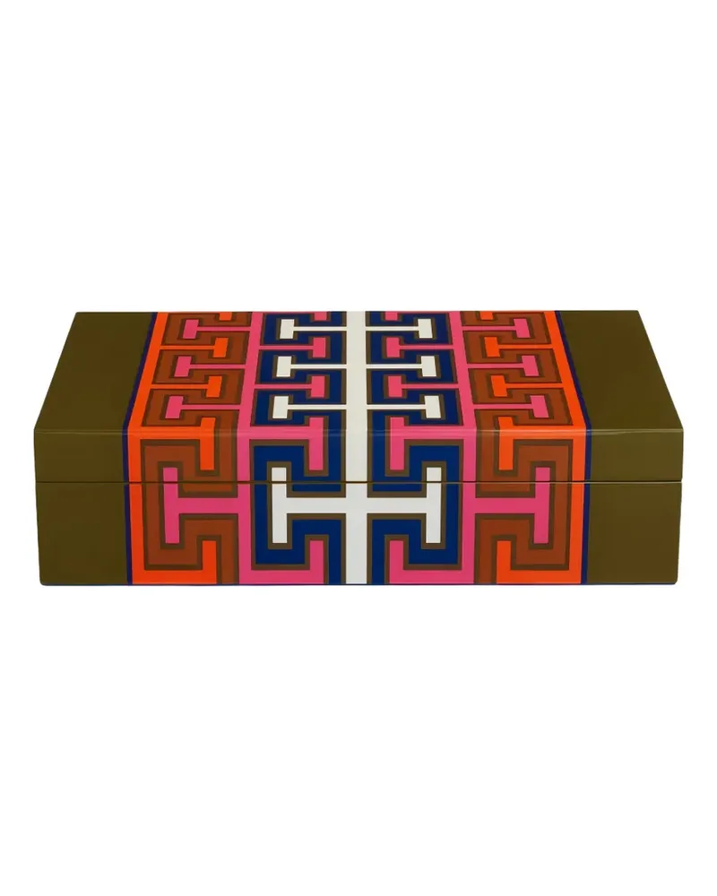 Jonathan Adler Schmuckkästchen mit geometrischem Print - Grün Grün