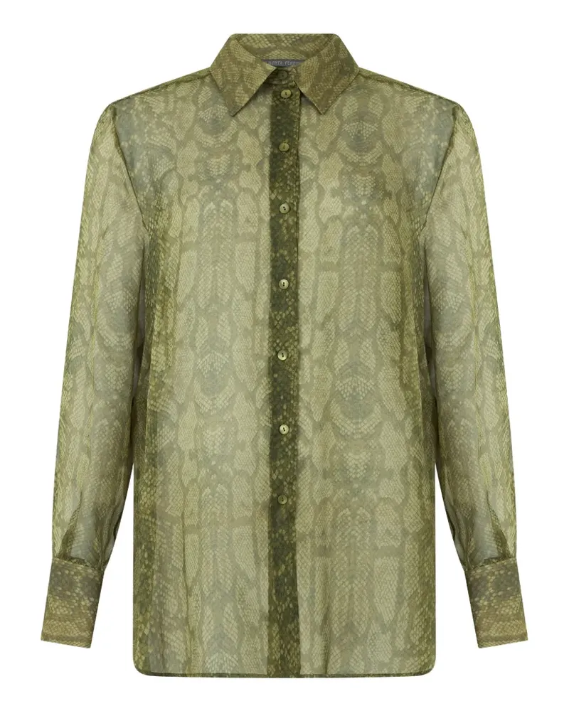 Alberta Ferretti snake-print silk shirt - Grün Grün