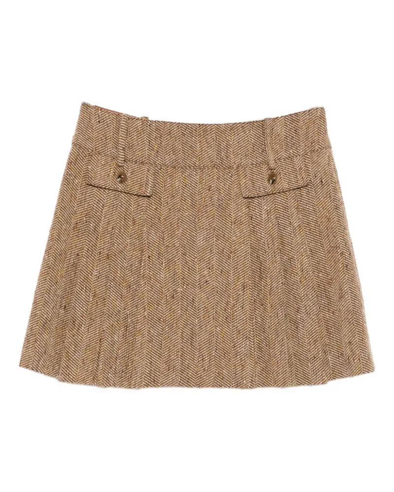 Anna Sui Minirock mit Fischgrätenmuster - Braun Braun