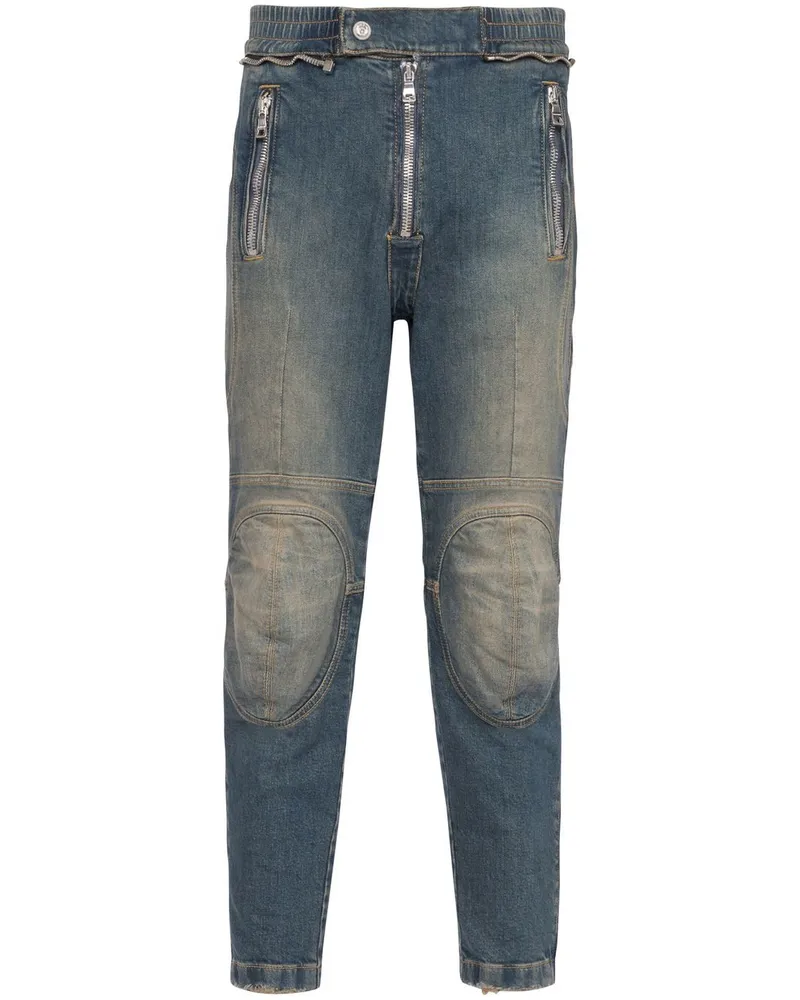 Balmain Zweifarbige Skinny-Jeans - Schwarz Schwarz