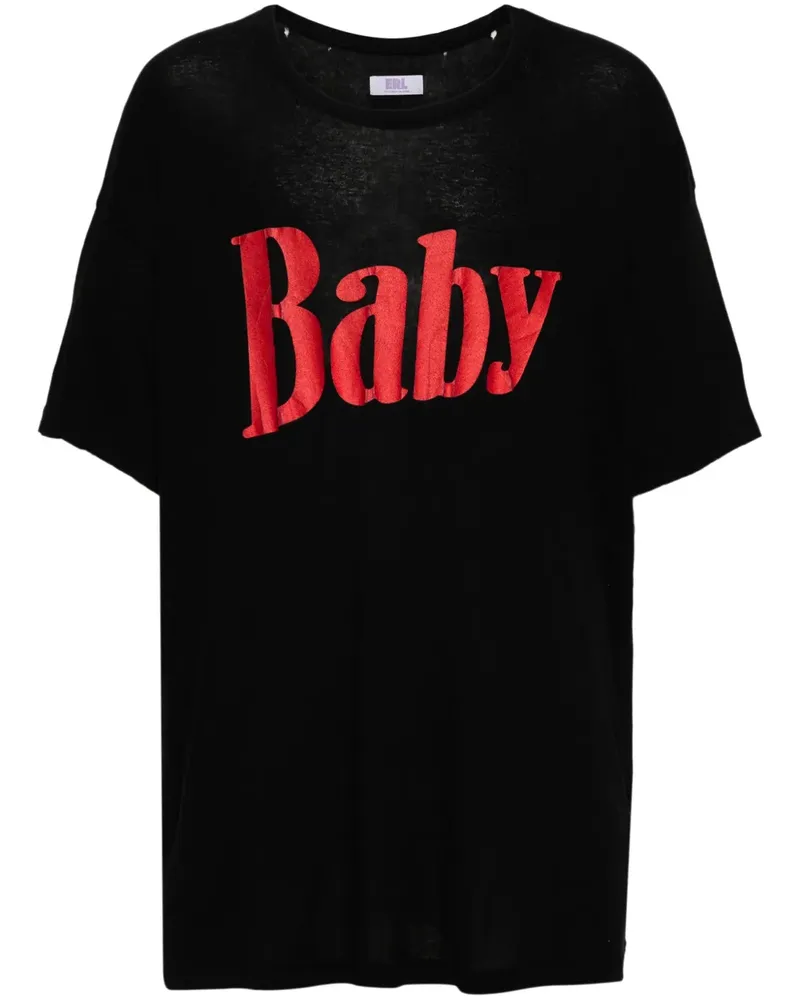 ERL T-Shirt mit Slogan-Print - Schwarz Schwarz