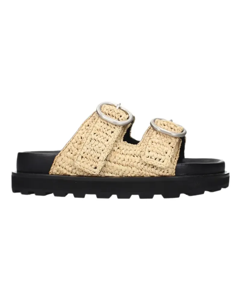 Jil Sander Sandalen aus Raffiabast mit Schnalle - Nude Nude