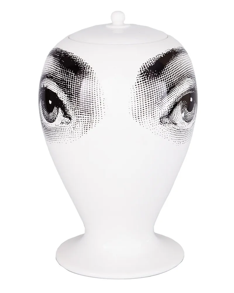 Fornasetti Vase mit Augen-Print Weiß