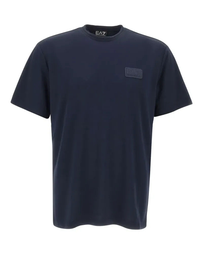 EA7 logo crew neck T-shirt - Blau Blau