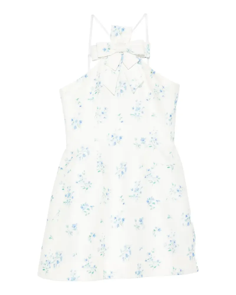 SHUSHU/TONG floral-print bow-detail mini dress - Weiß Weiß
