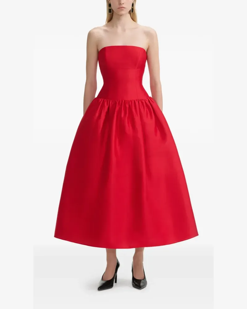 Self-Portrait Schulterfreies Midikleid - Rot Rot