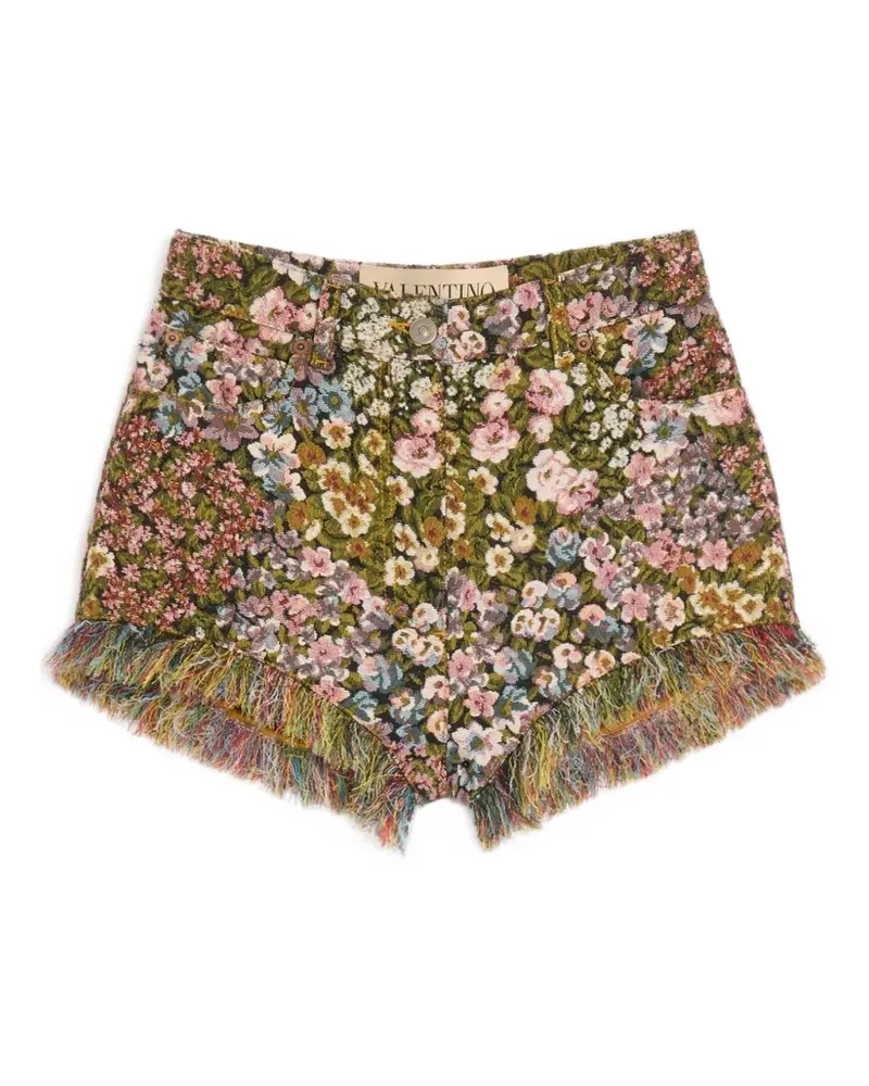 Valentino Garavani Fransen-Shorts mit Blumen-Print - Grün Grün