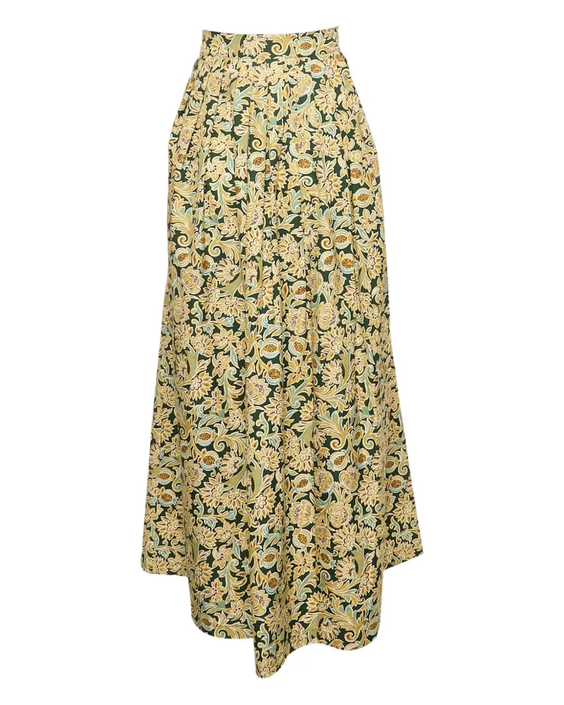 Max Mara Faltenrock mit Blumen-Print - Gelb Gelb
