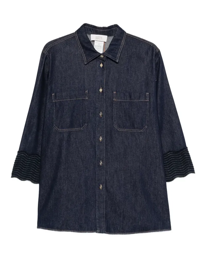 Marina Rinaldi Mrsabissi Jeanshemd mit Wellensaum - Blau Blau