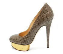 Dolly Plateau-Pumps mit Kroko-Effekt - Braun