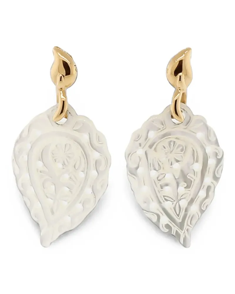 TAMARA COMOLLI Carved India Leaf Mother Of Pearl Earrings - Gold Gold