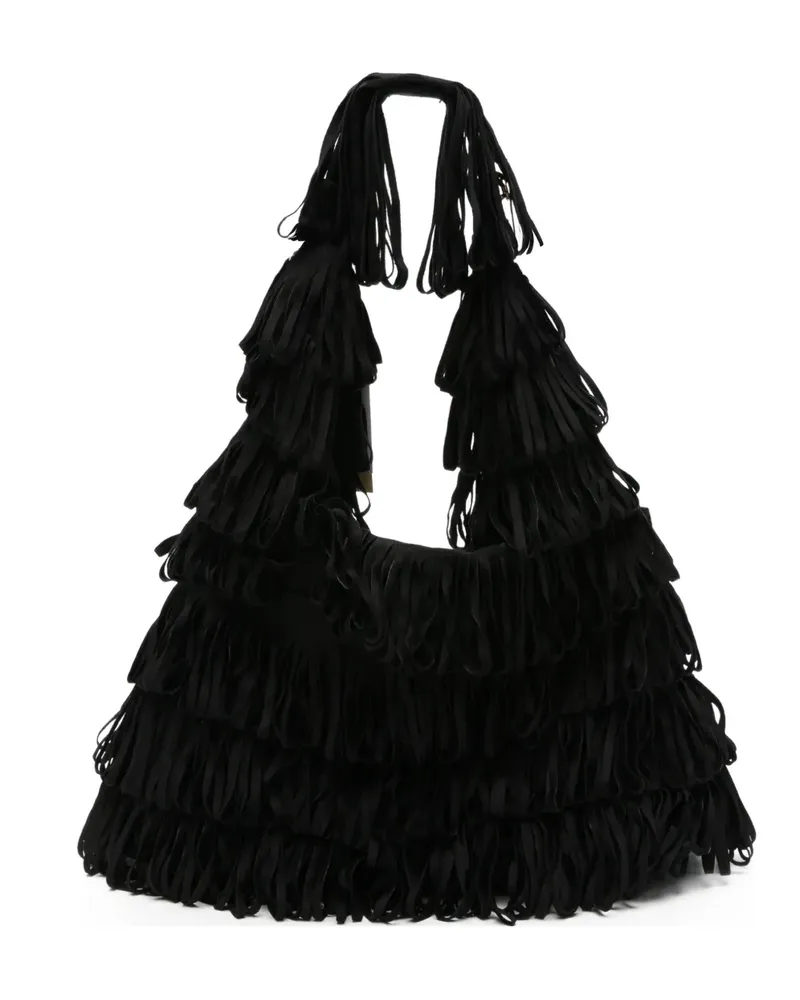 La Milanesa Capucine Clutch mit Fransen - Schwarz Schwarz