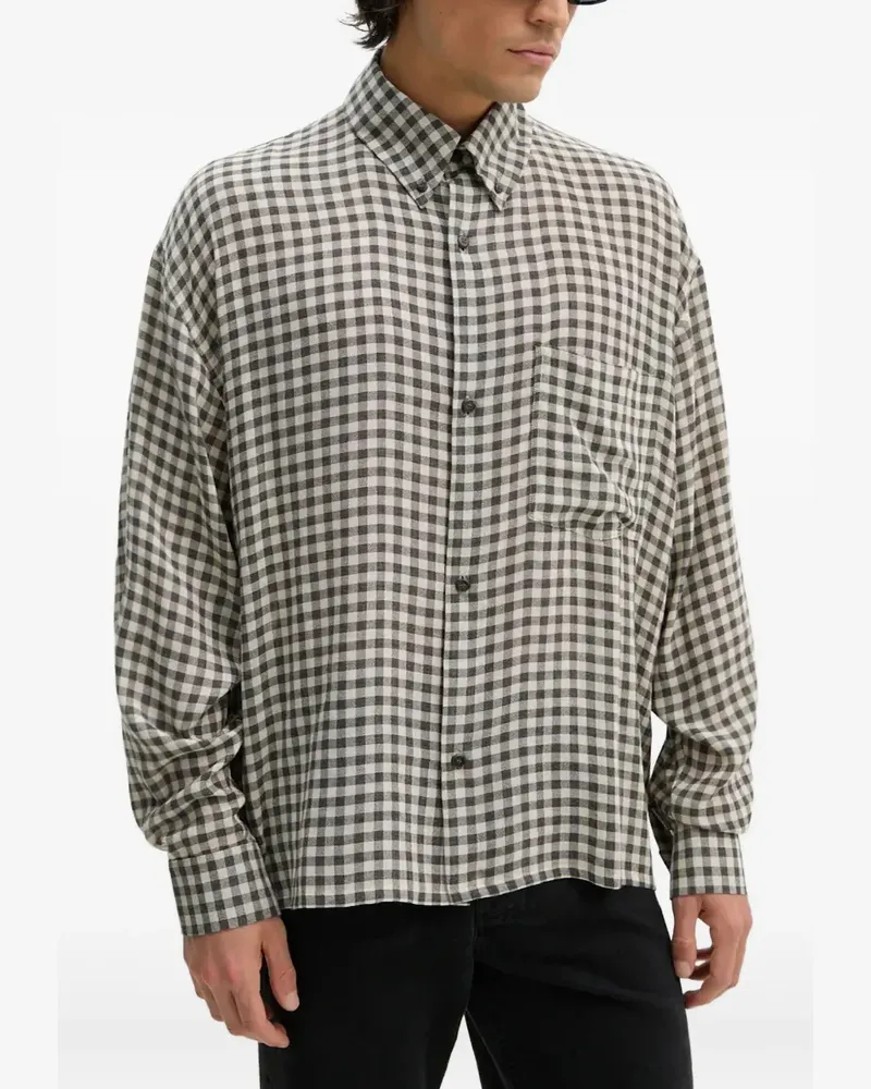 Won Hundred checked chest-pocket shirt - Schwarz Schwarz