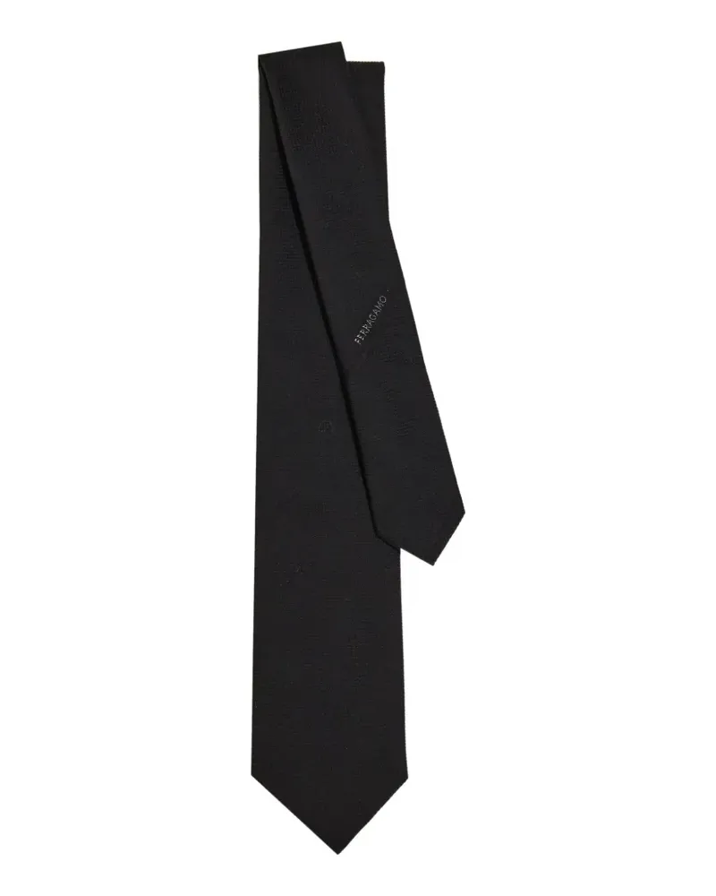 Ferragamo Krawatte mit Jacquardmuster - Schwarz Schwarz