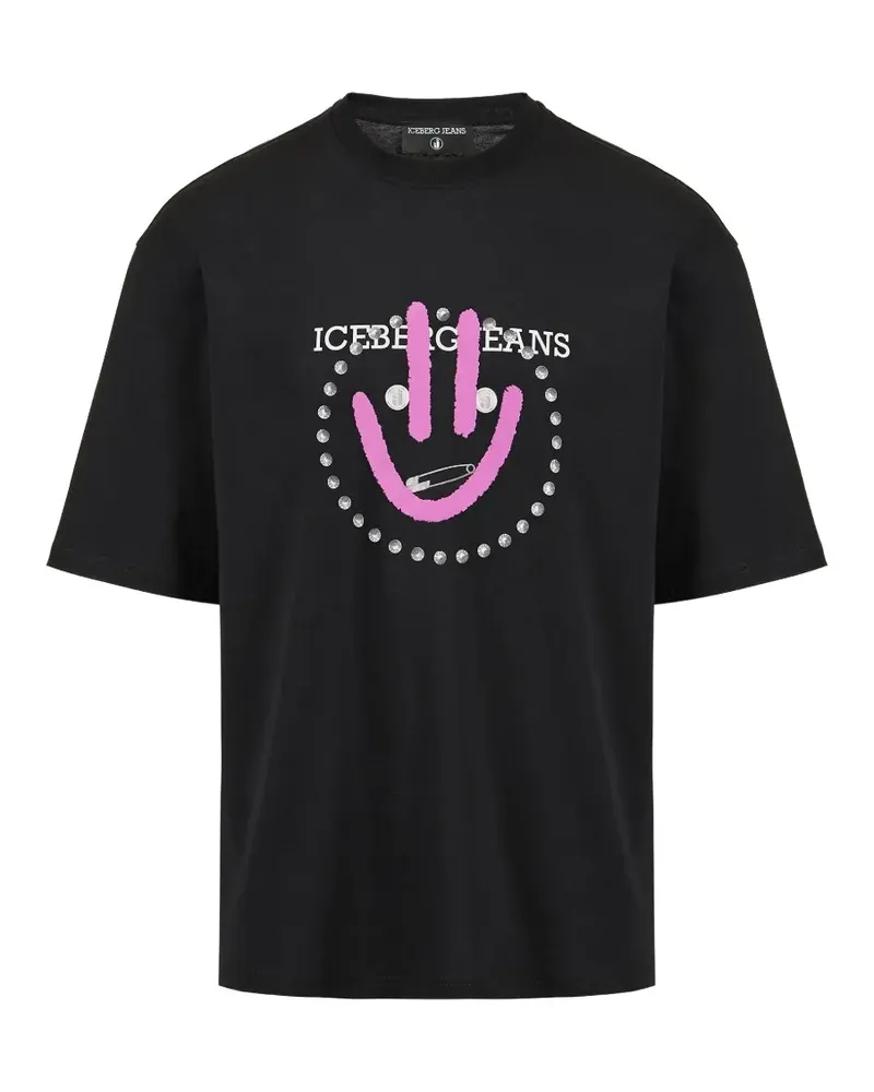 Iceberg smile-print cotton T-shirt - Schwarz Schwarz