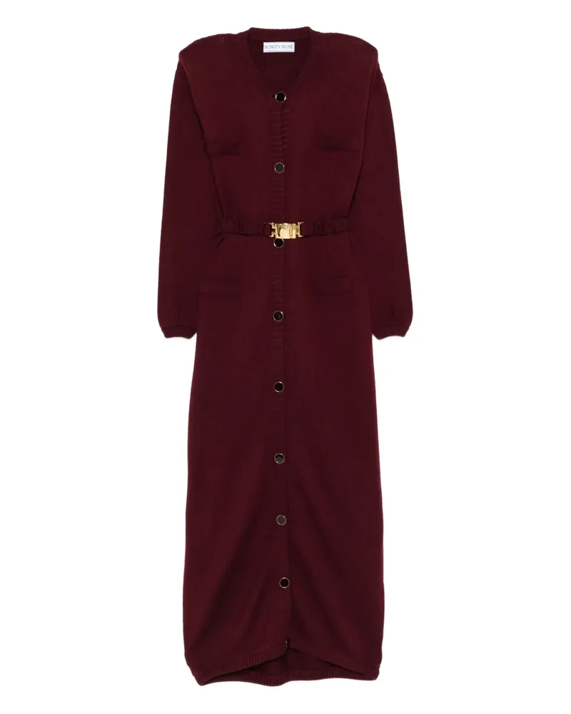 Rowen Rose button belted cardi-coat - Rot Rot