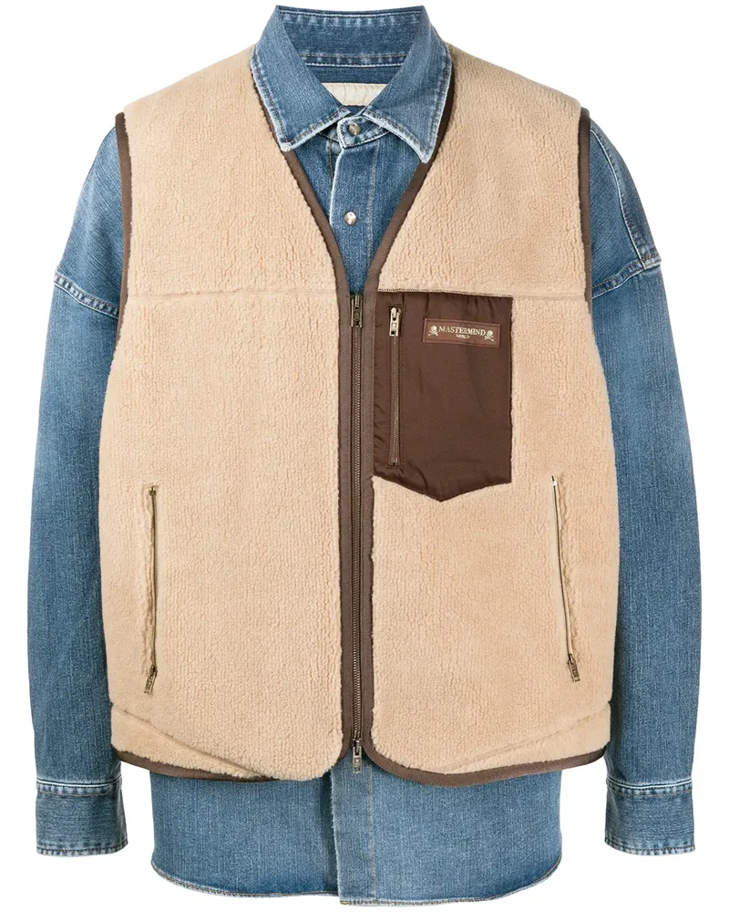 Mastermind World Weste aus Faux Shearling - Blau Blau