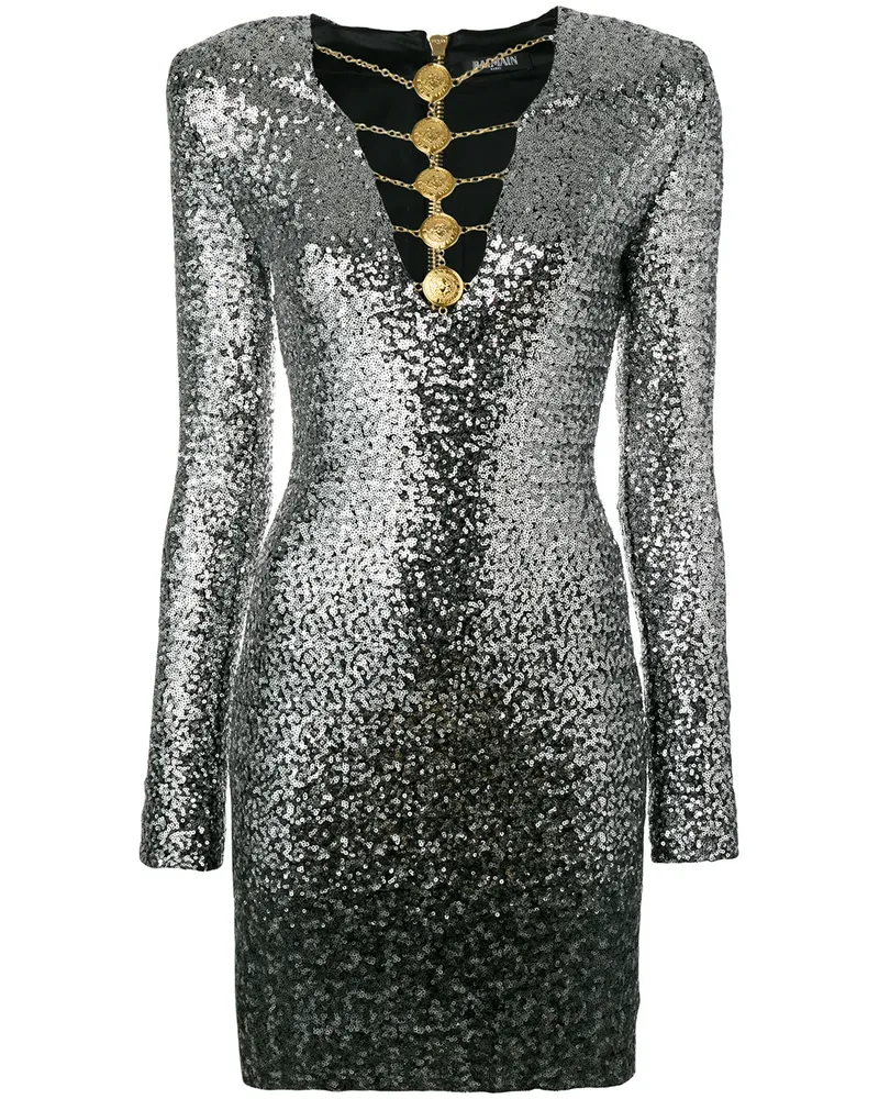 Balmain Kleid mit Paillettenstickerei - Metallic Metallic