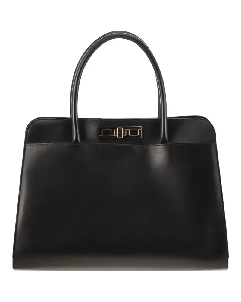 Fabiana Filippi Leder-Tote Bag mit Drehverschluss - Schwarz Schwarz