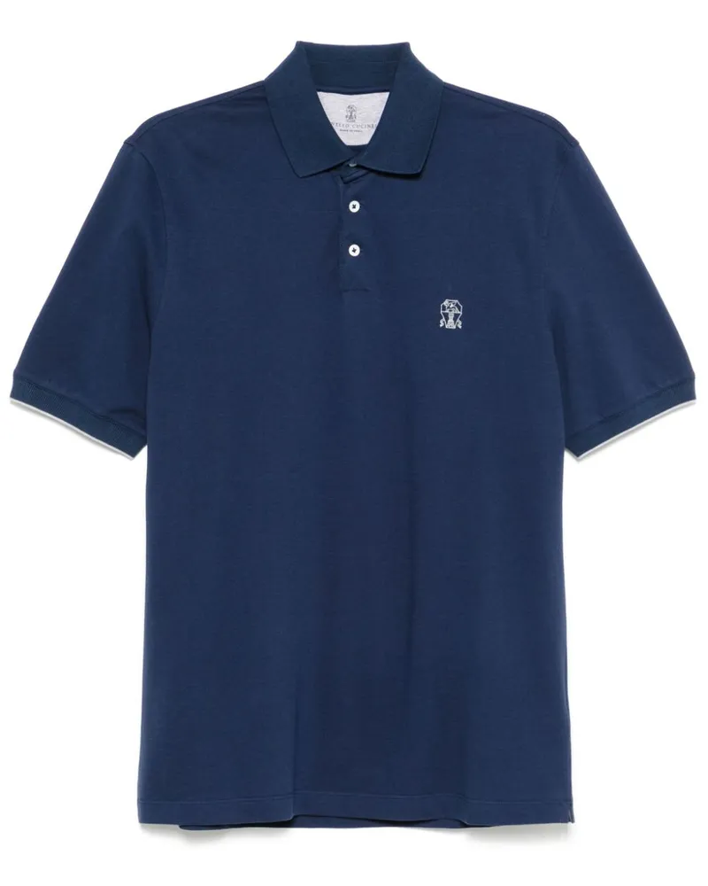 Brunello Cucinelli Poloshirt mit Logo-Print - Blau Blau