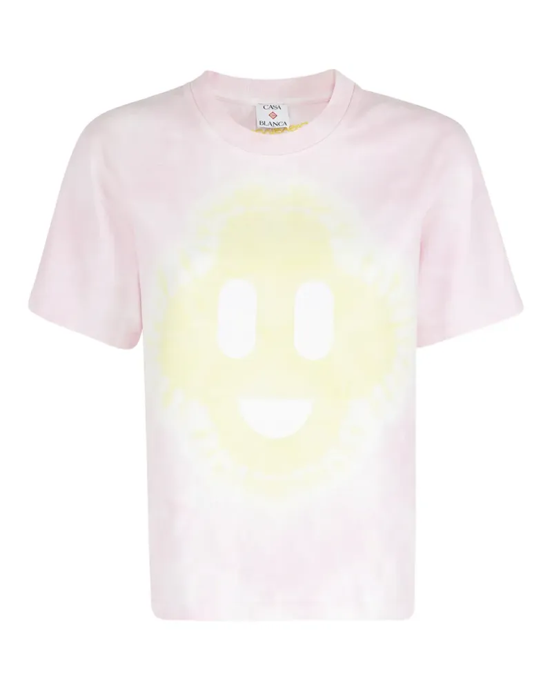 Casablanca Paris tie-dye smiley-motif T-shirt - Rosa Rosa