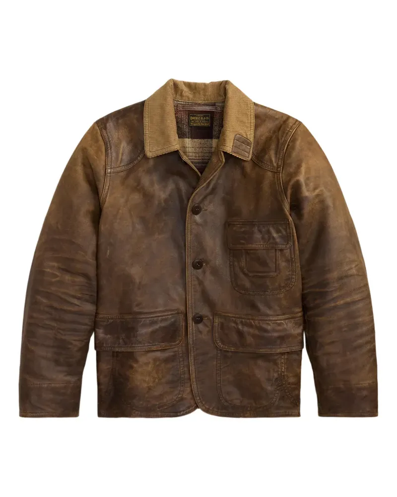 Ralph Lauren Lederjacke mit Cordkragen - Braun Braun
