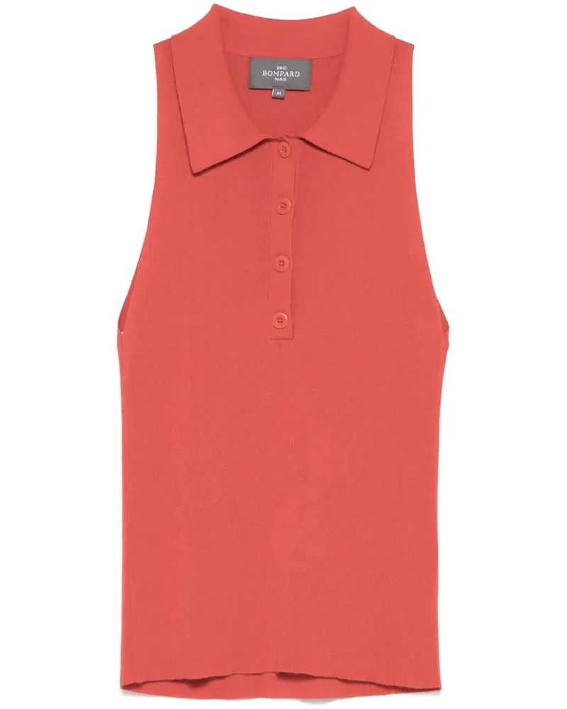 Eric Bompard Top mit Poloshirtkragen - Rot Rot