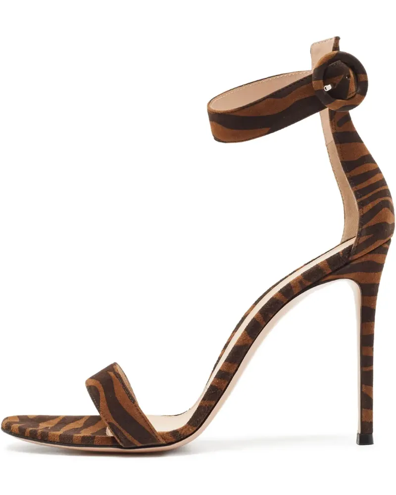 Gianvito Rossi Pre-owned Portofino Stiletto-Sandalen mit Zebra-Print 115mm - Braun Braun