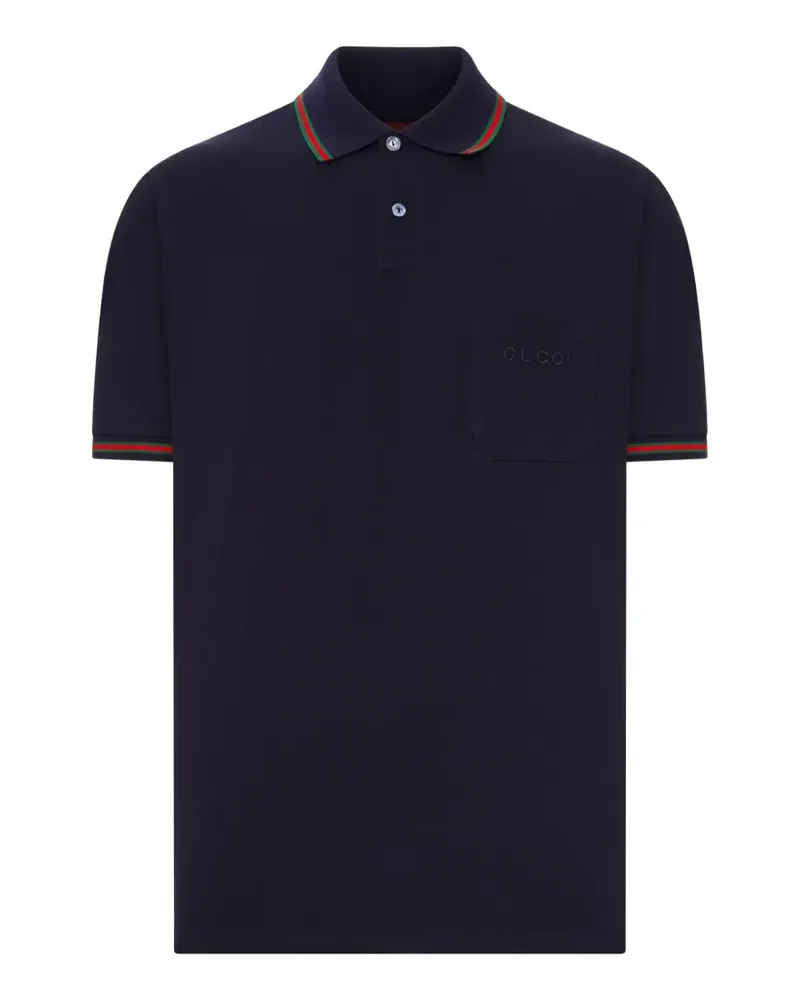 Gucci Web-trim embroidered polo shirt - Blau Blau