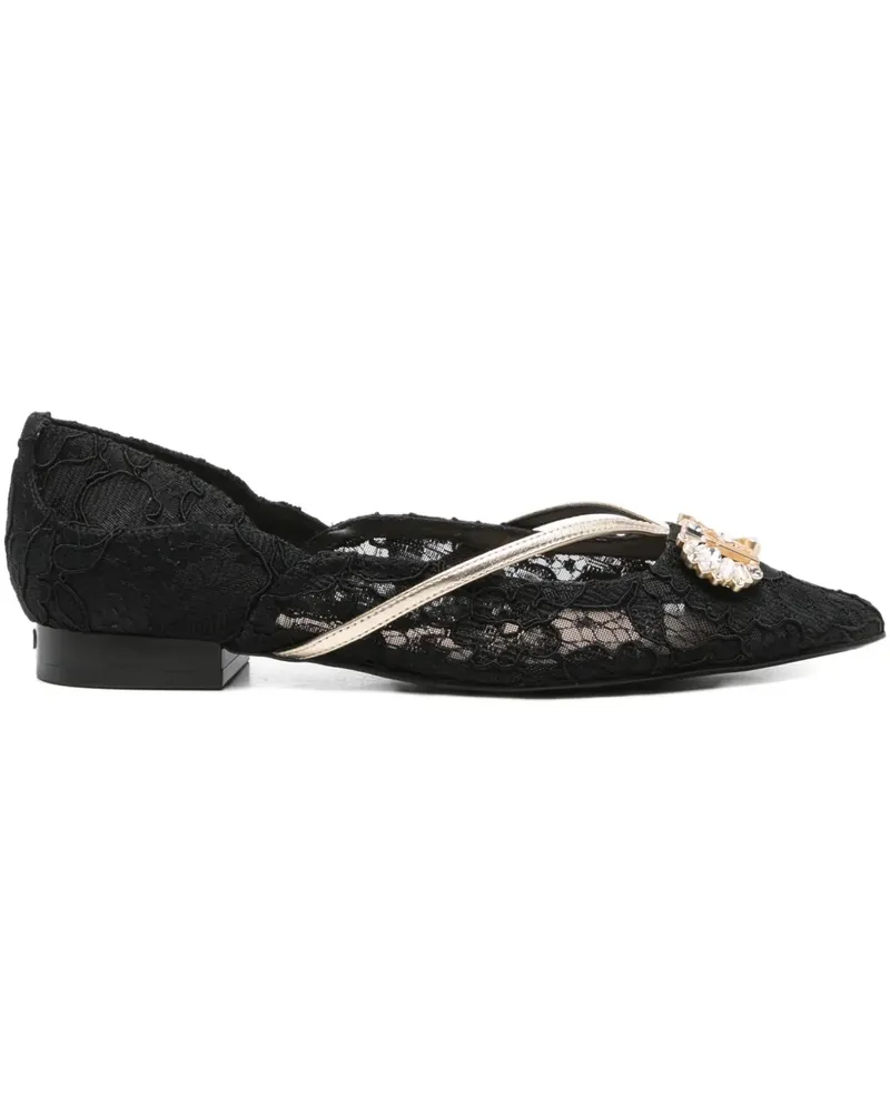 Liu Jo lace-embellished pointed-toe flats - Schwarz Schwarz