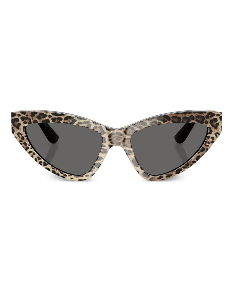Dolce & Gabbana Sonnenbrille mit Leoparden-Logo - Nude Nude