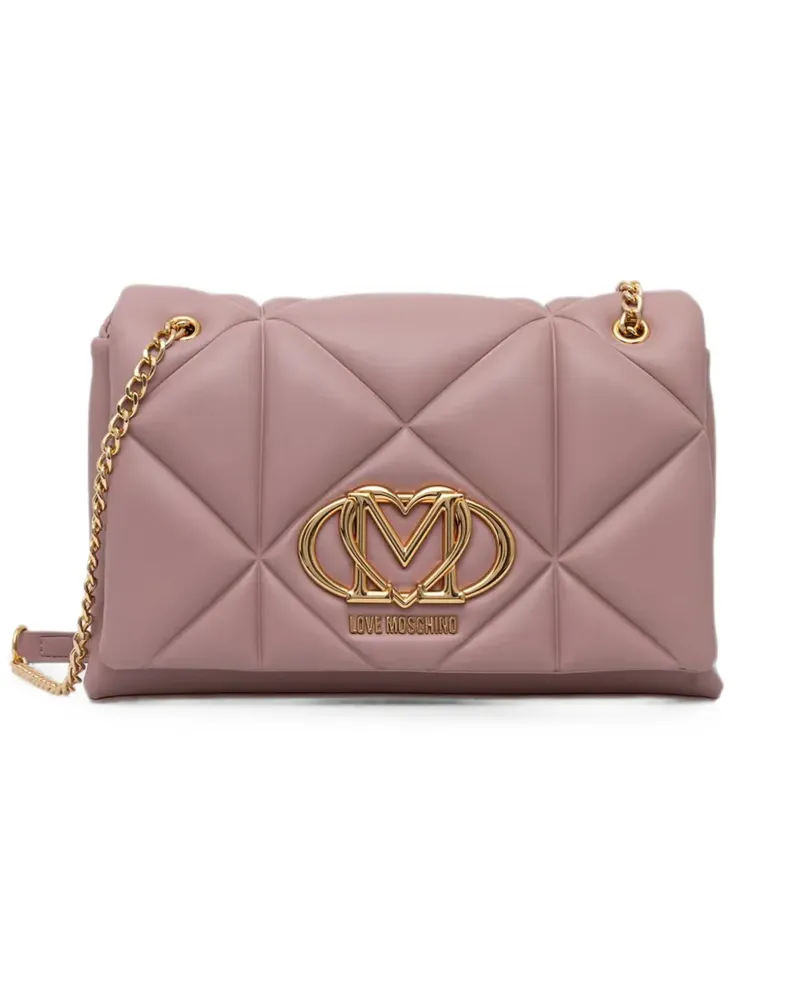 Moschino logo-plaque quilted crossbody bag - Rosa Rosa